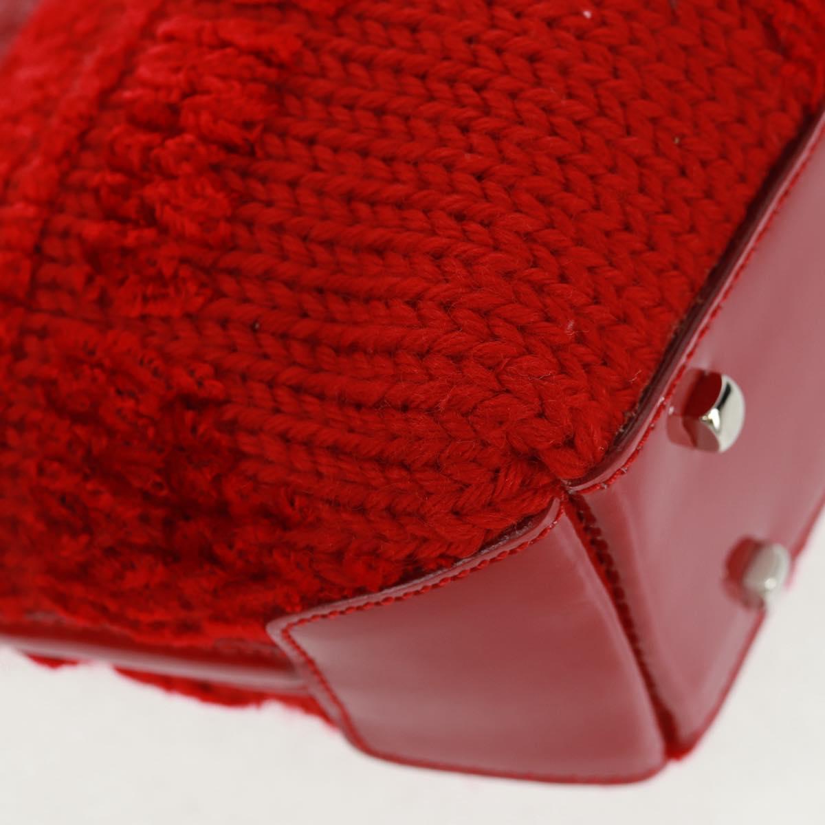 Salvatore Ferragamo Hand Bag Cotton Red Silver Auth BA10481V