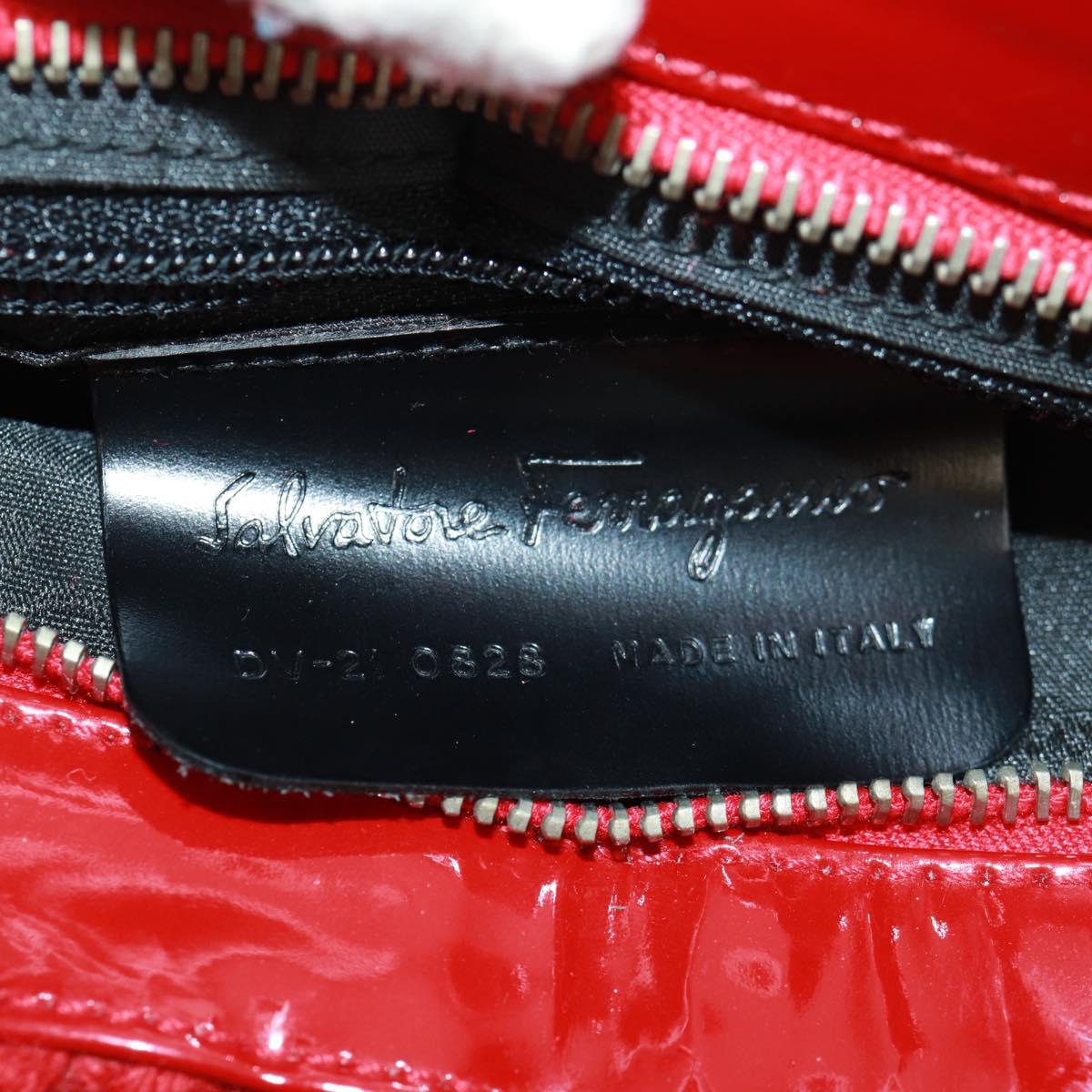 Salvatore Ferragamo Hand Bag Cotton Red Silver Auth BA10481V