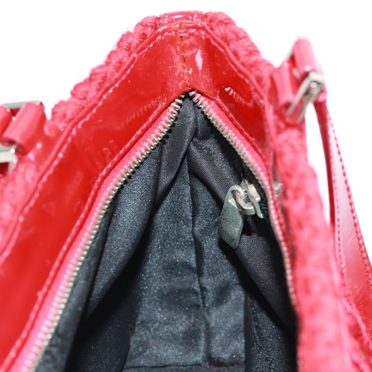 Salvatore Ferragamo Hand Bag Cotton Red Silver Auth BA10481V
