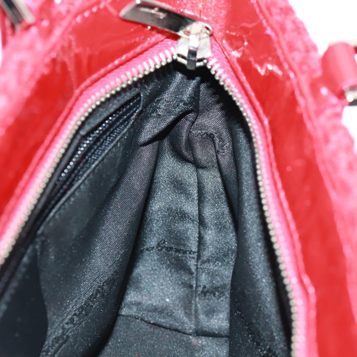 Salvatore Ferragamo Hand Bag Cotton Red Silver Auth BA10481V