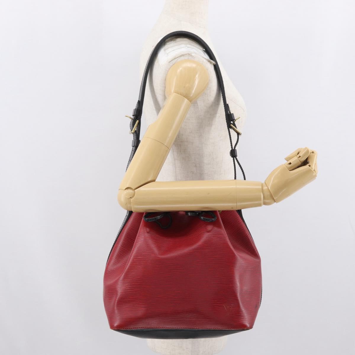 LOUIS VUITTON Epi Petit Noe Shoulder Bag Bicolor Black Red M44017 Auth BA10485