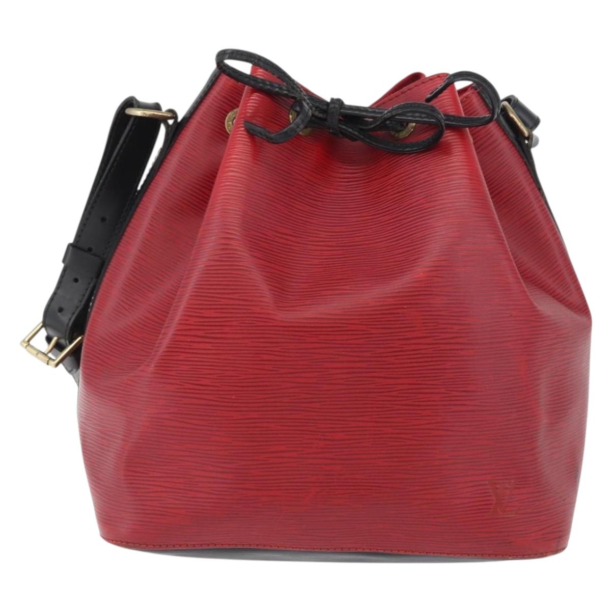 LOUIS VUITTON Epi Petit Noe Shoulder Bag Bicolor Black Red M44017 Auth BA10485