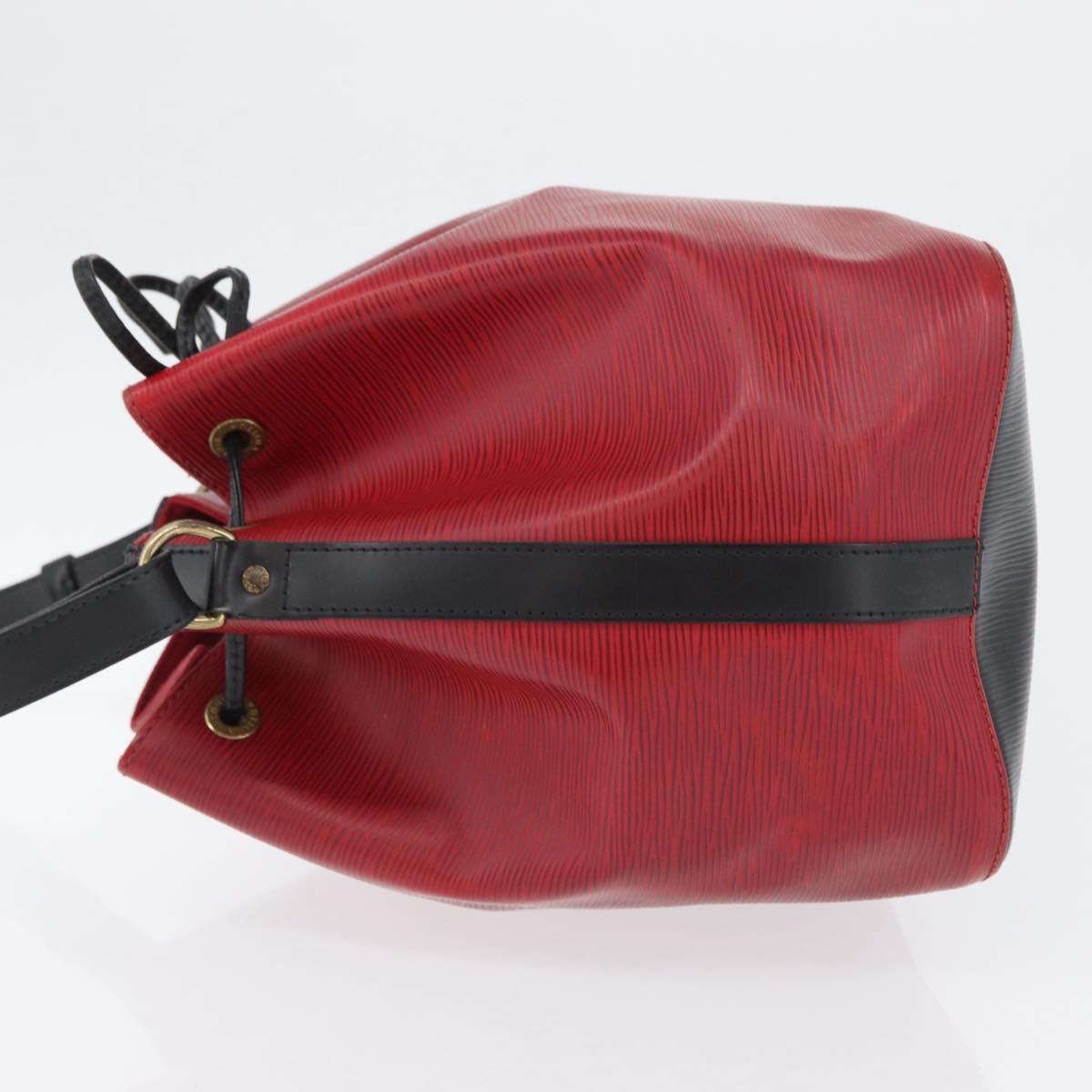 LOUIS VUITTON Epi Petit Noe Shoulder Bag Bicolor Black Red M44017 Auth BA10485