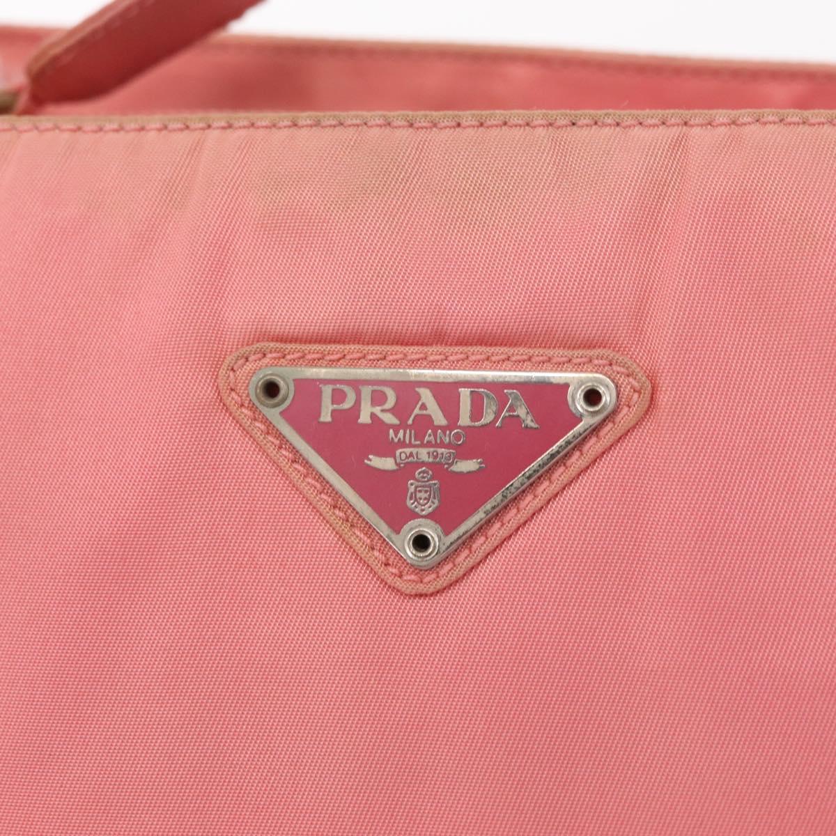 PRADA Tote Bag Nylon Pink Silver Auth BA10488