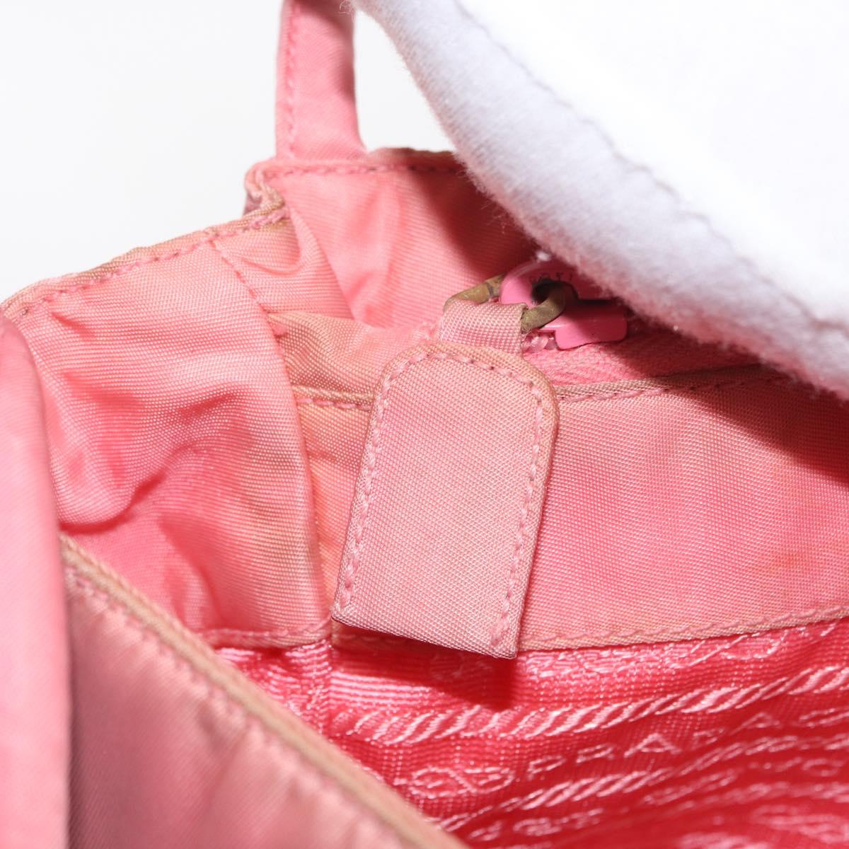 PRADA Tote Bag Nylon Pink Silver Auth BA10488