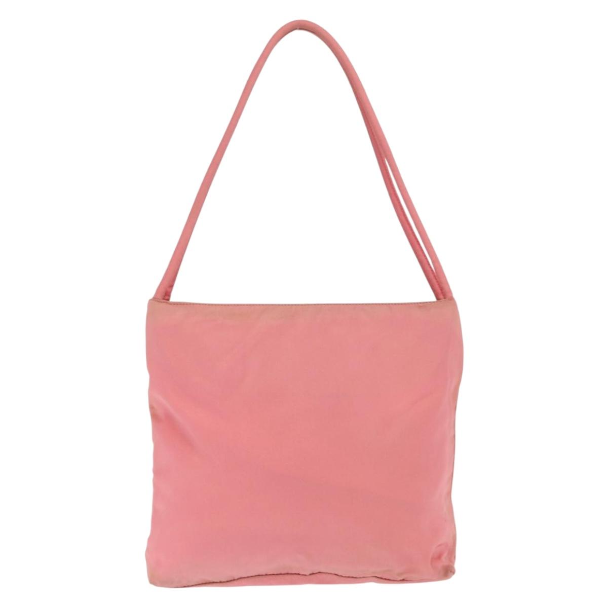 PRADA Tote Bag Nylon Pink Silver Auth BA10488