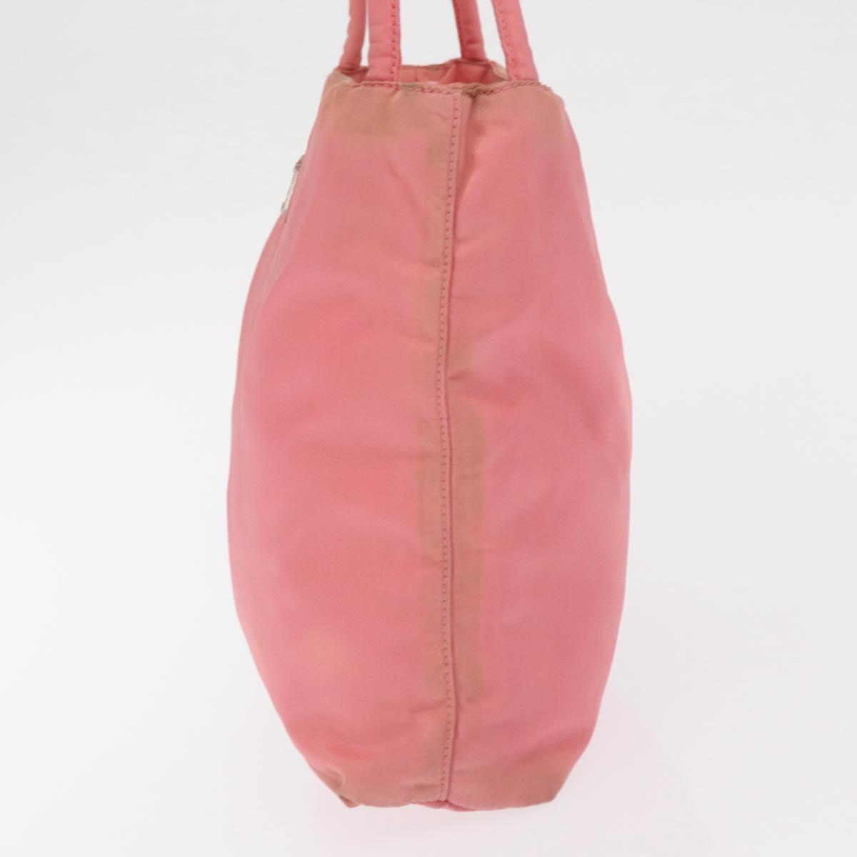 PRADA Tote Bag Nylon Pink Silver Auth BA10488