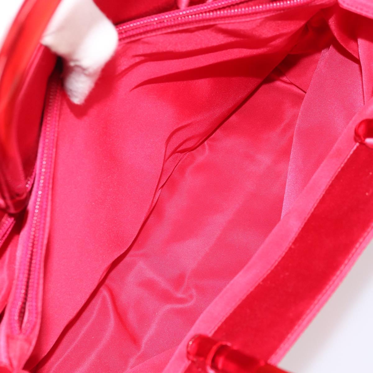 PRADA Hand Bag Satin Red Silver Auth BA10489