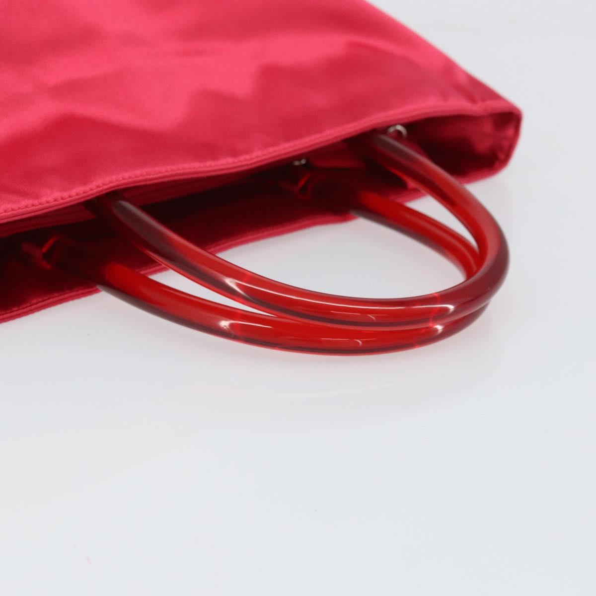 PRADA Hand Bag Satin Red Silver Auth BA10489