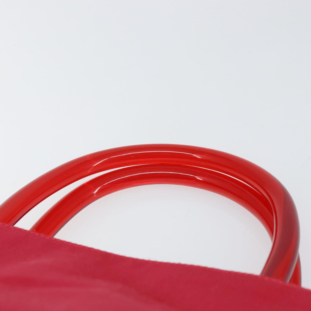 PRADA Hand Bag Satin Red Silver Auth BA10489