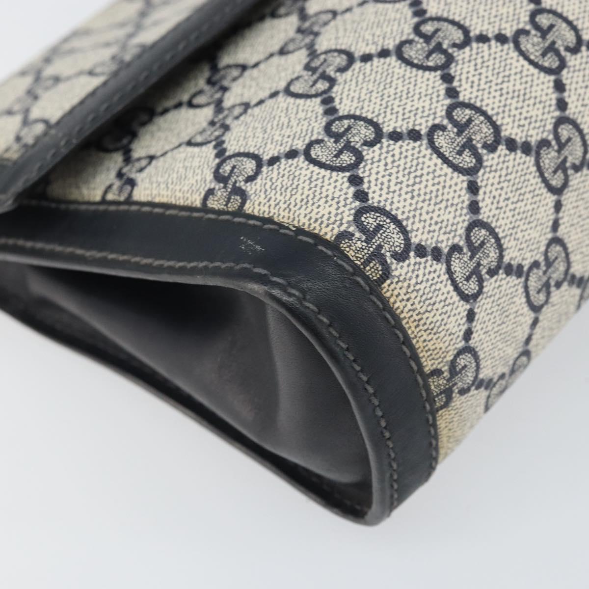 GUCCI GG Supreme Sherry Line Clutch Bag PVC Navy Gold 37 039 3087 Auth BA10494