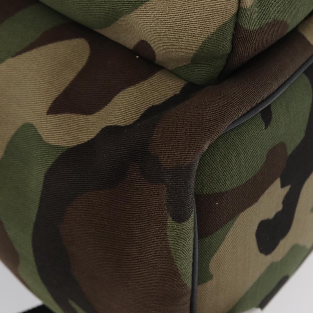 SAINT LAURENT Backpack Canvas Khaki Silver Camouflage Auth BA10497V