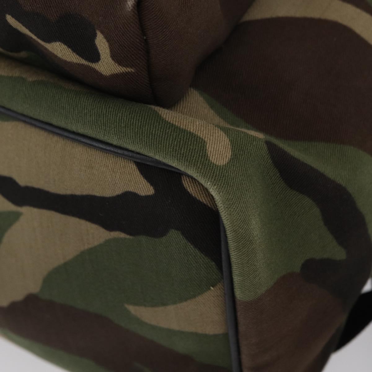 SAINT LAURENT Backpack Canvas Khaki Silver Camouflage Auth BA10497V