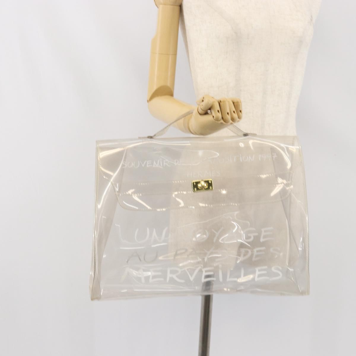 HERMES Vinyl Kelly Hand Bag Vinyl Clear Auth BA10499