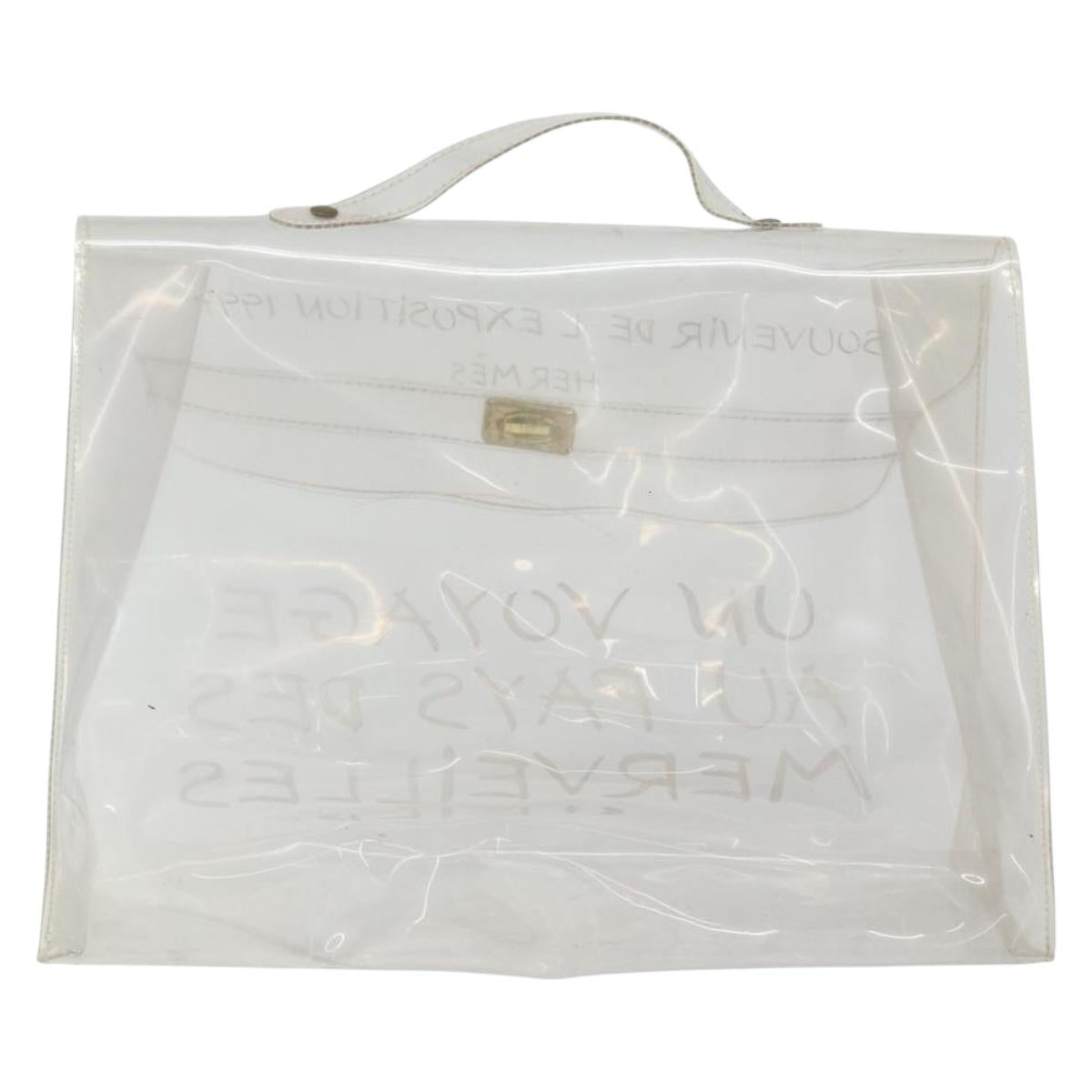 HERMES Vinyl Kelly Hand Bag Vinyl Clear Auth BA10499