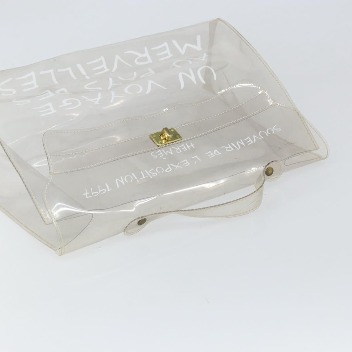 HERMES Vinyl Kelly Hand Bag Vinyl Clear Auth BA10499