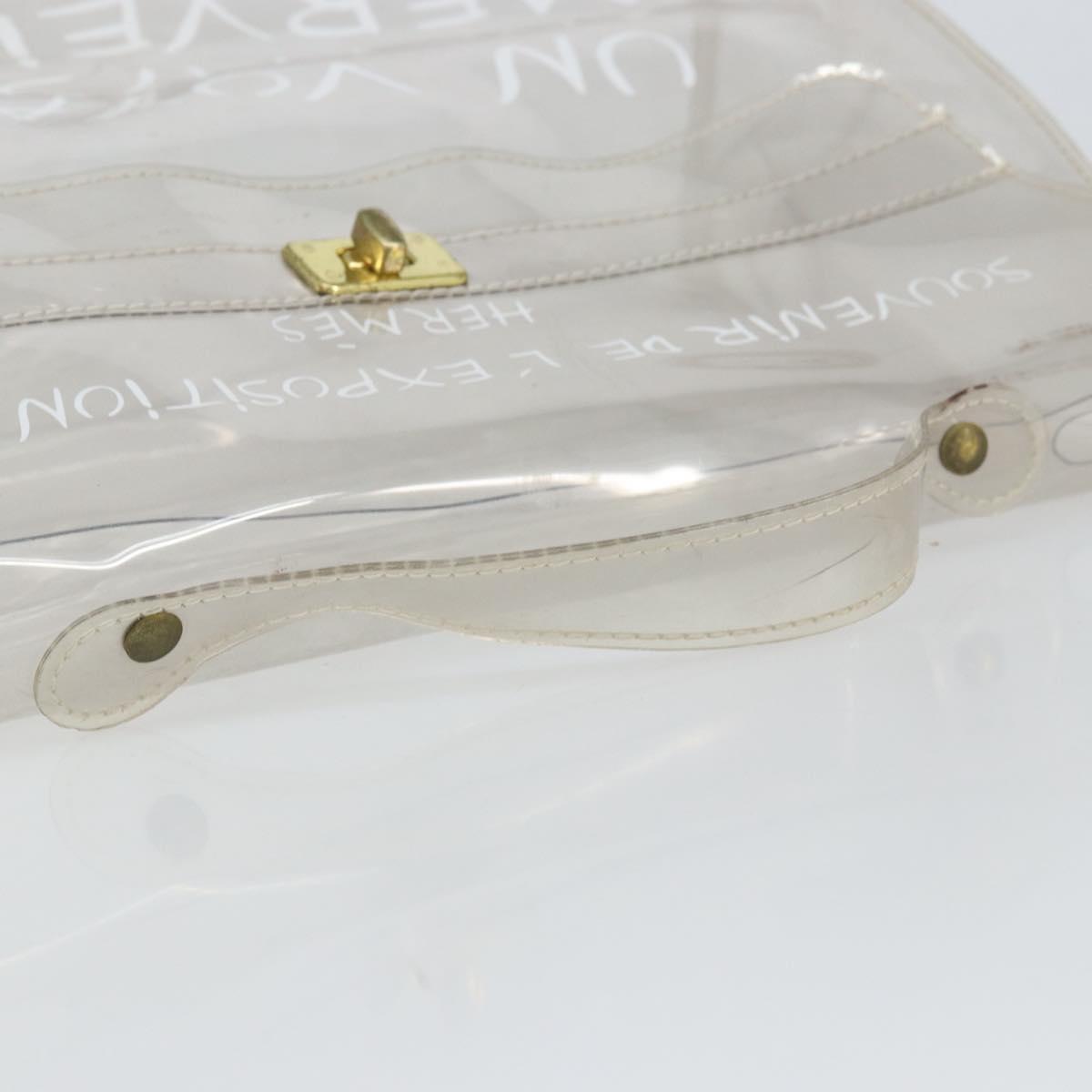 HERMES Vinyl Kelly Hand Bag Vinyl Clear Auth BA10499
