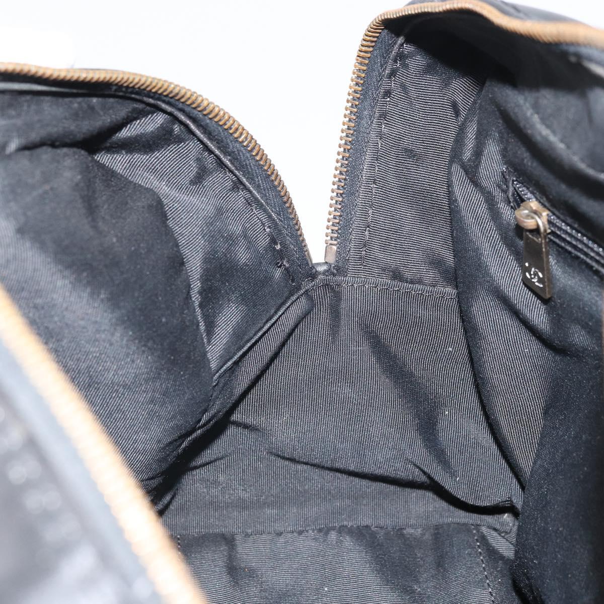 CHANEL Wild Stitch Hand Bag Leather Black Gold CC Auth BA10500V