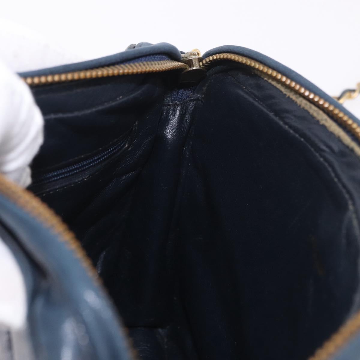 CHANEL Matelasse Chain Shoulder Bag Lamb Skin Navy Gold CC Auth BA10507