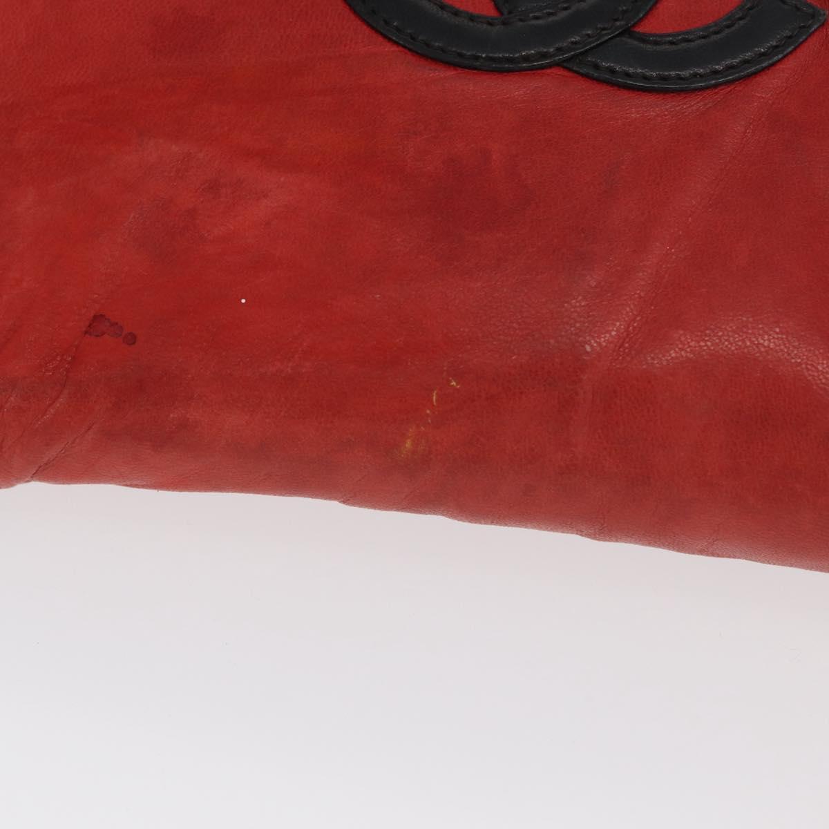 CHANEL Chain Shoulder Bag Lamb Skin Red Gold CC Auth BA10508