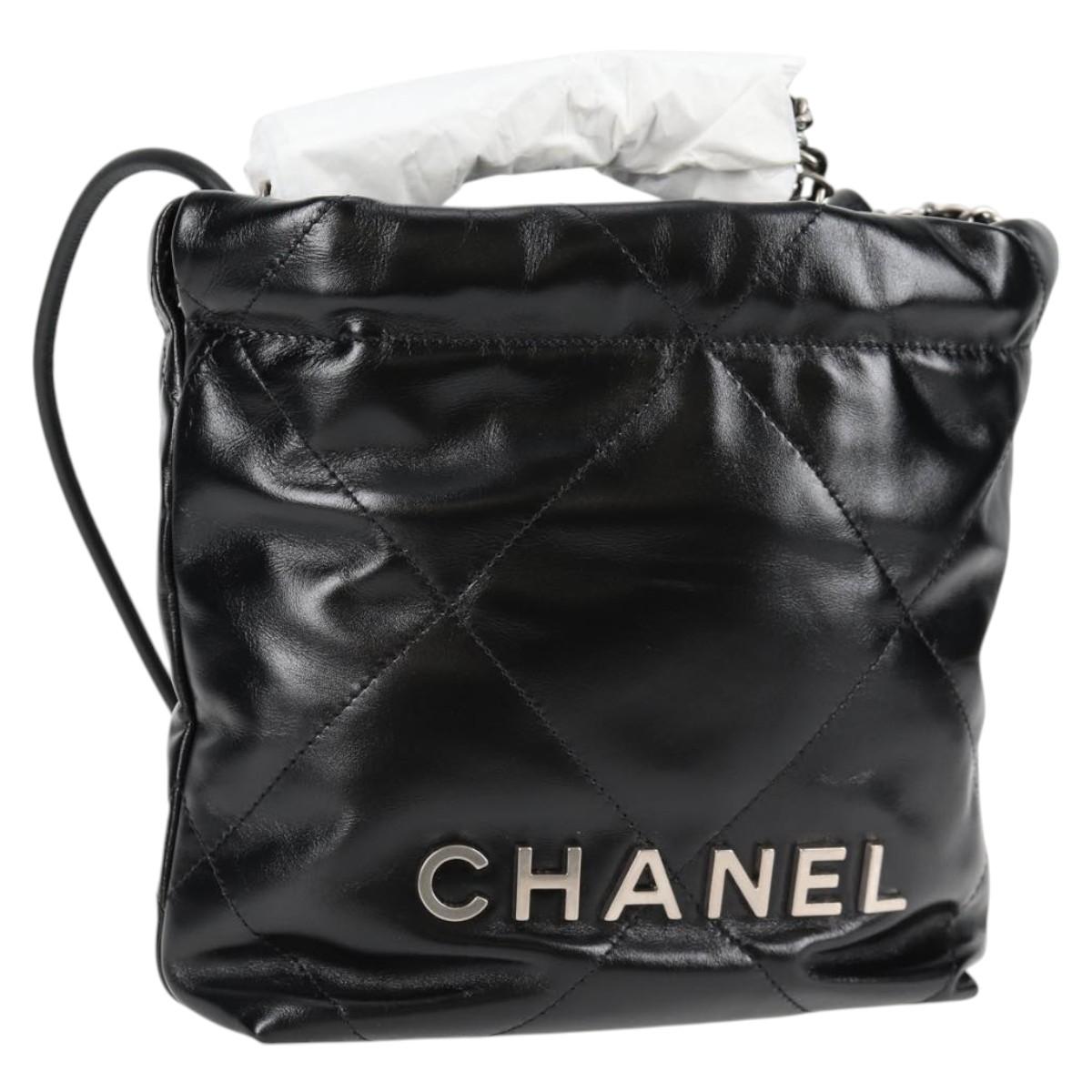 CHANEL Chanel 22 Small Matelasse Chain Bag Lamb Skin 2way Black CC Auth BA1051SM