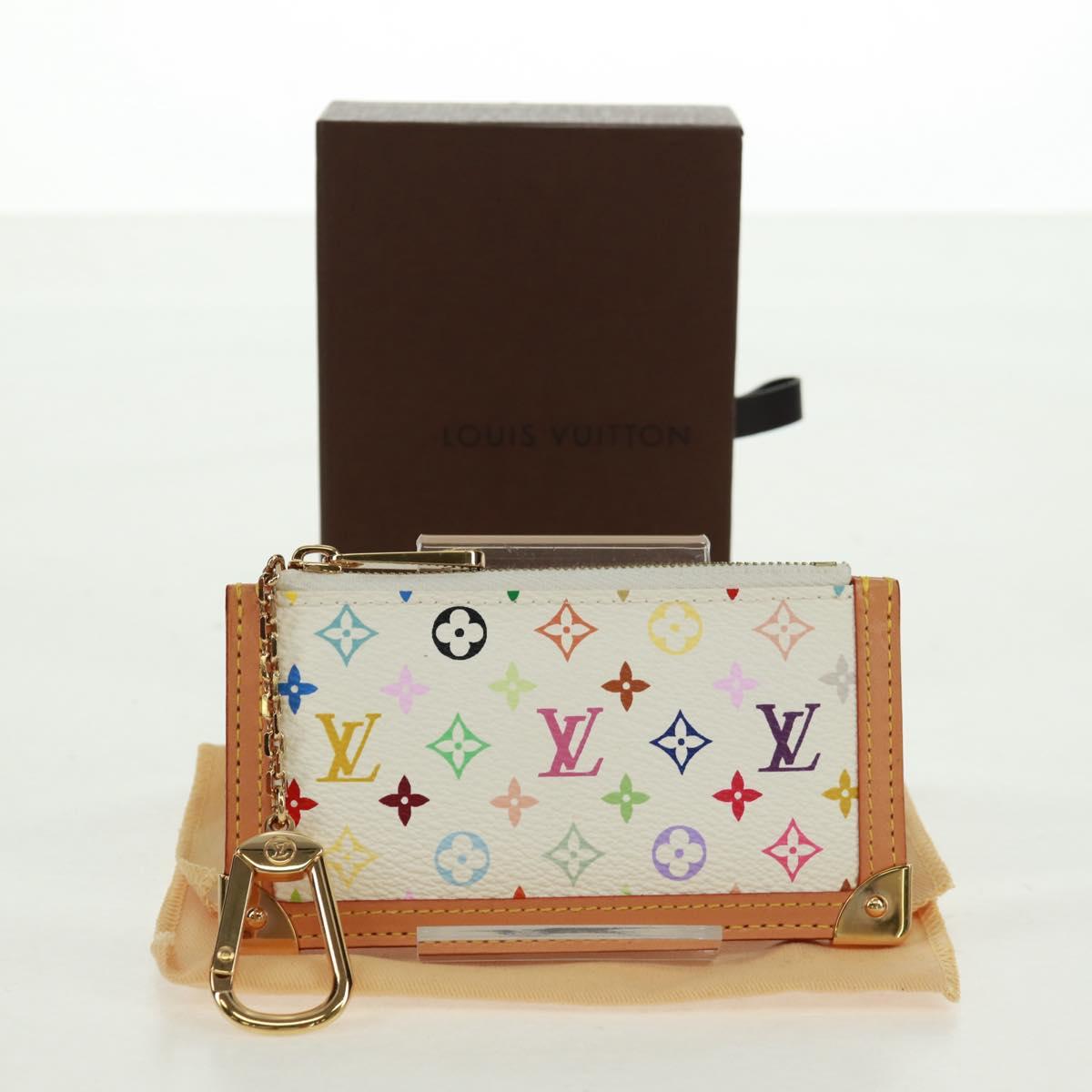 LOUIS VUITTON Multicolor Pochette Cles Coin Purse White M92655 Auth BA10525SAV