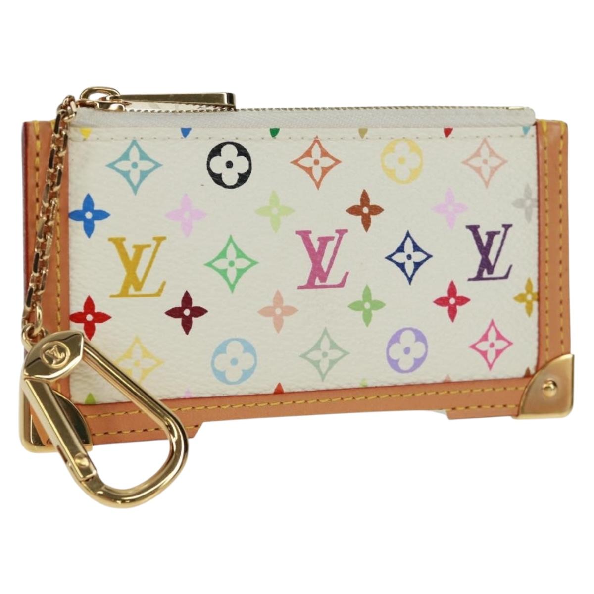 LOUIS VUITTON Multicolor Pochette Cles Coin Purse White M92655 Auth BA10525SAV