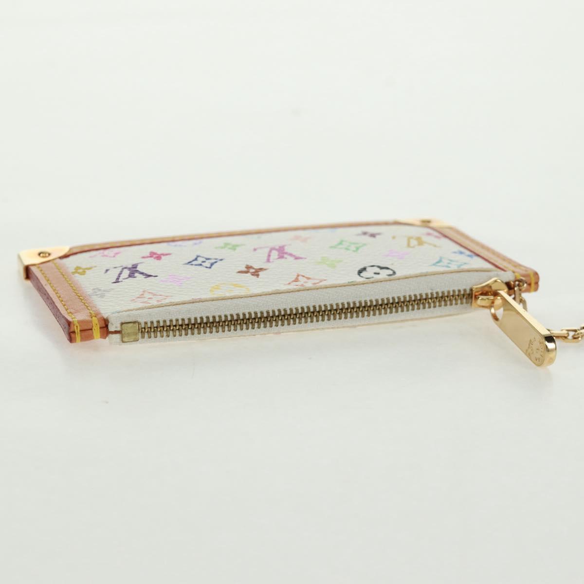 LOUIS VUITTON Multicolor Pochette Cles Coin Purse White M92655 Auth BA10525SAV