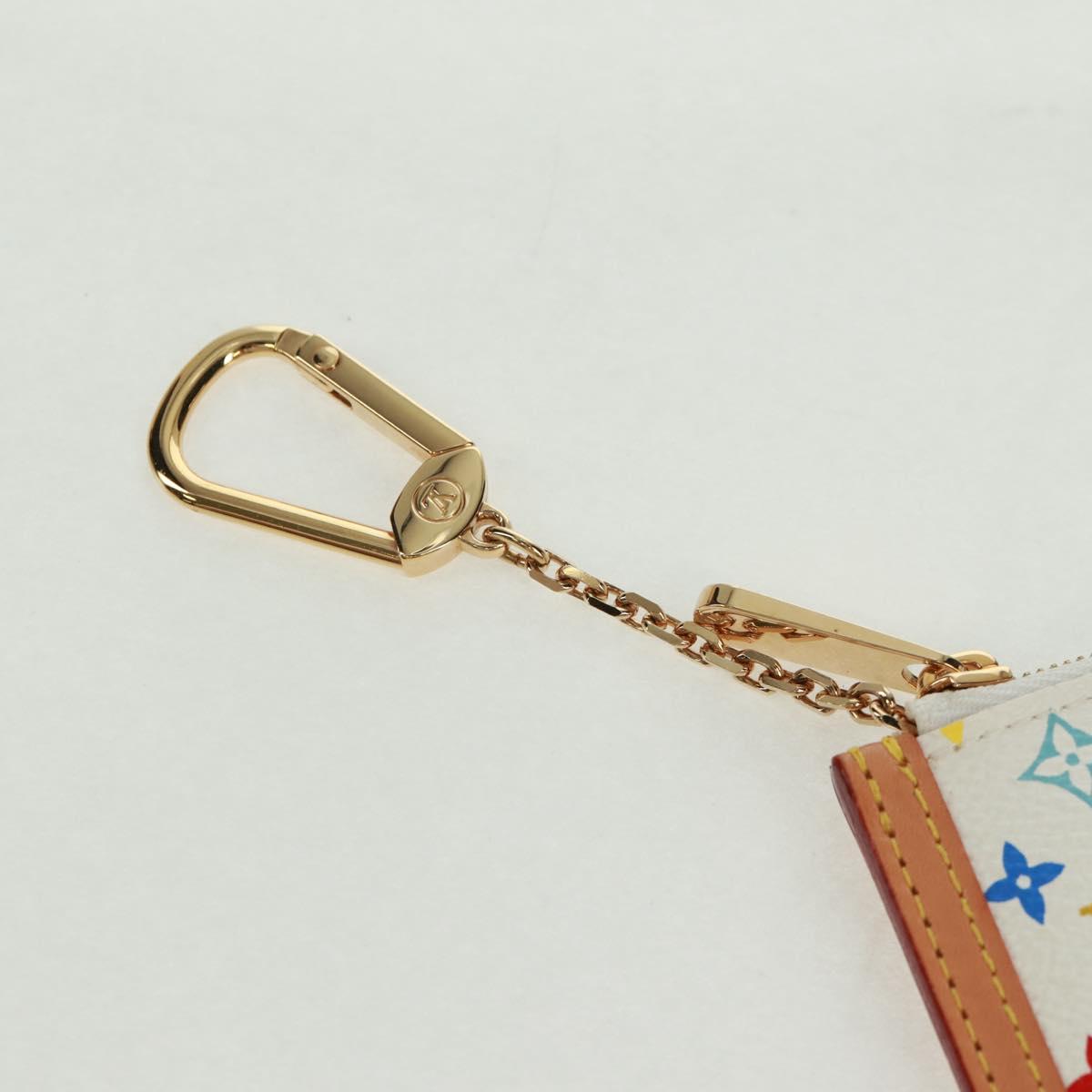 LOUIS VUITTON Multicolor Pochette Cles Coin Purse White M92655 Auth BA10525SAV