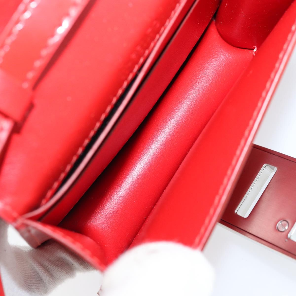 Salvatore Ferragamo Gancini Shoulder Bag Leather Red Silver Auth BA10529