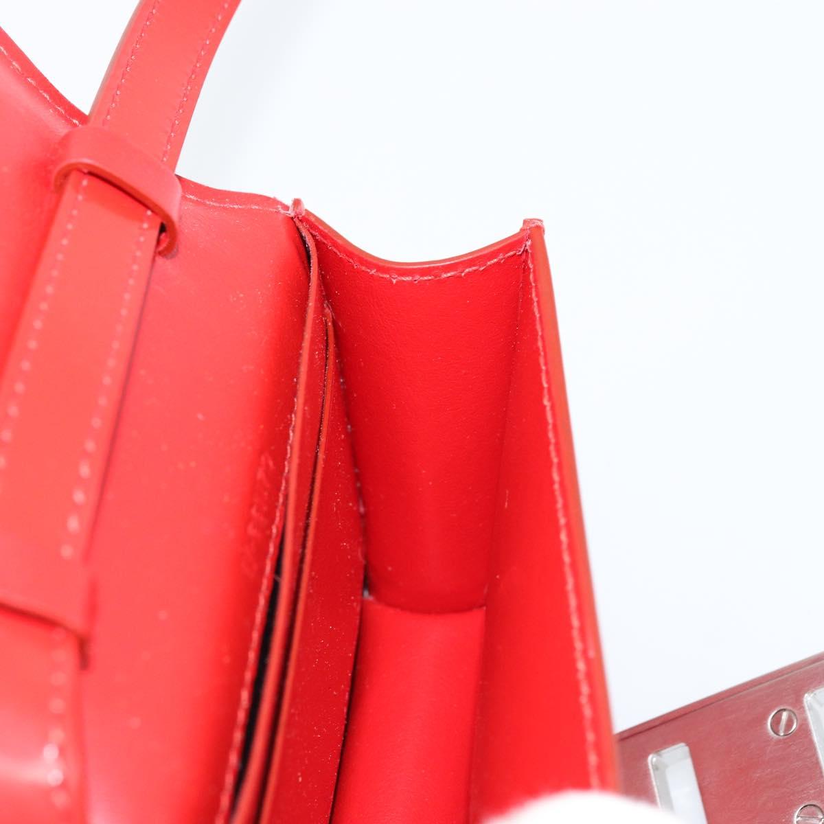 Salvatore Ferragamo Gancini Shoulder Bag Leather Red Silver Auth BA10529