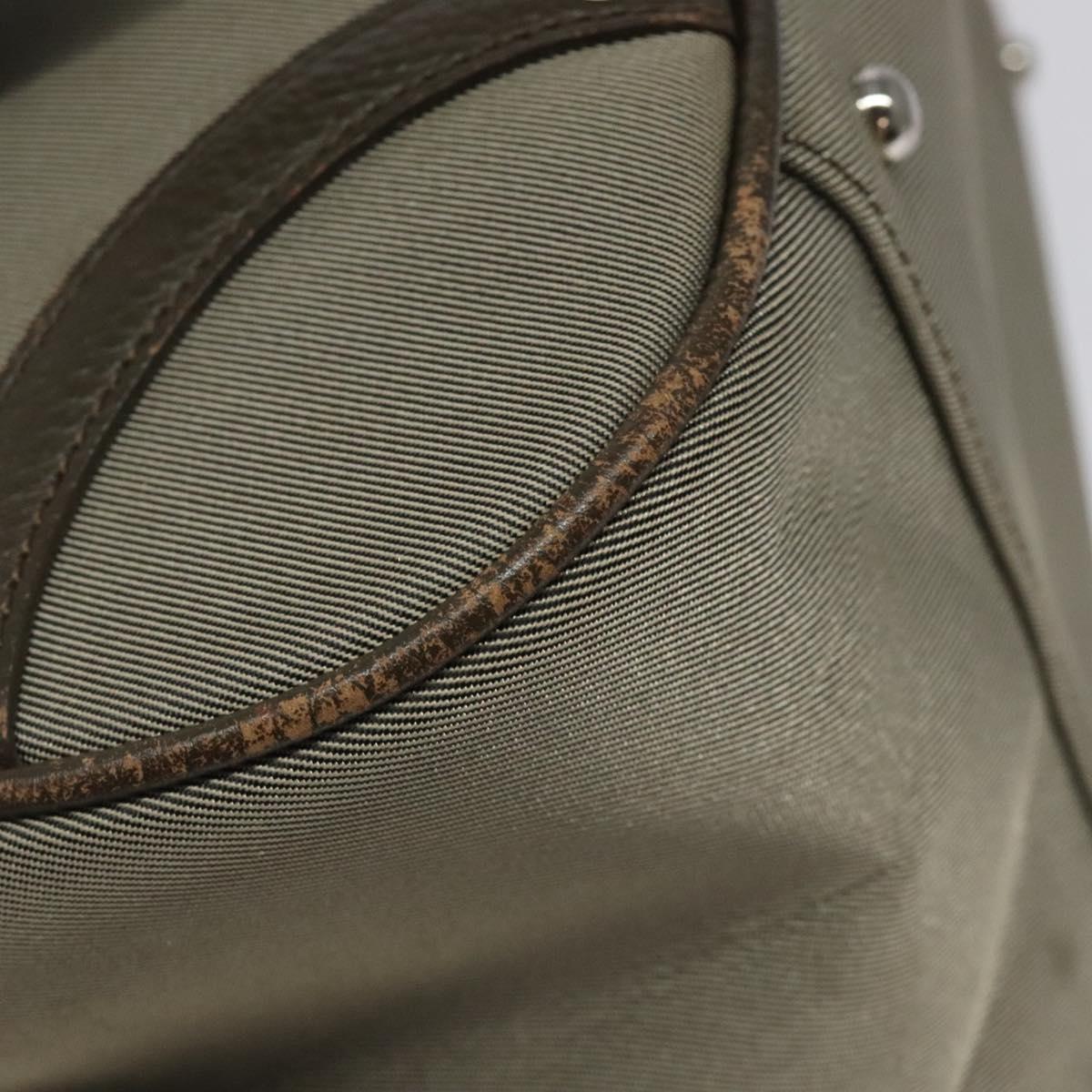 BURBERRY Nova Check Hand Bag Nylon Gray Silver Auth BA1053