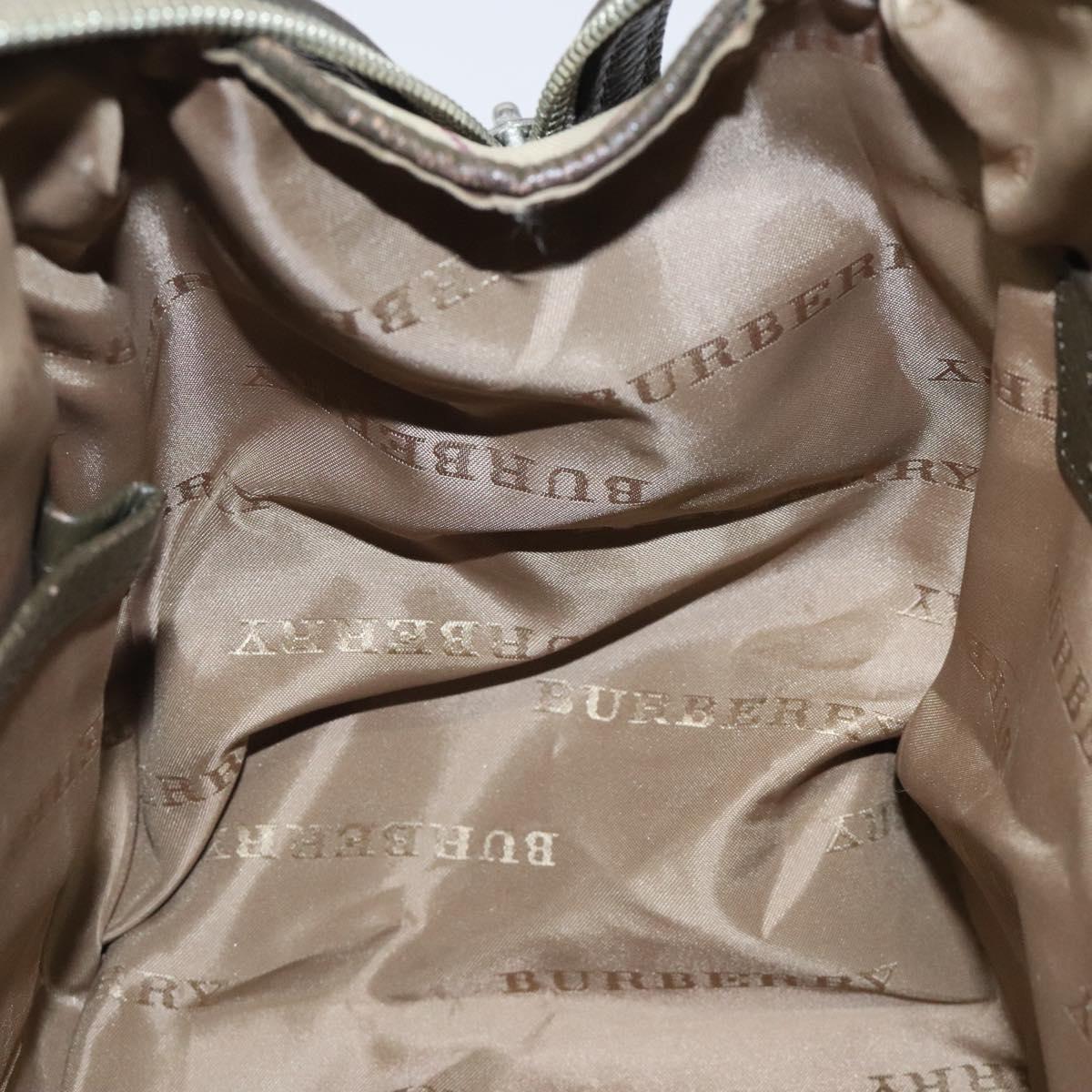 BURBERRY Nova Check Hand Bag Nylon Gray Silver Auth BA1053