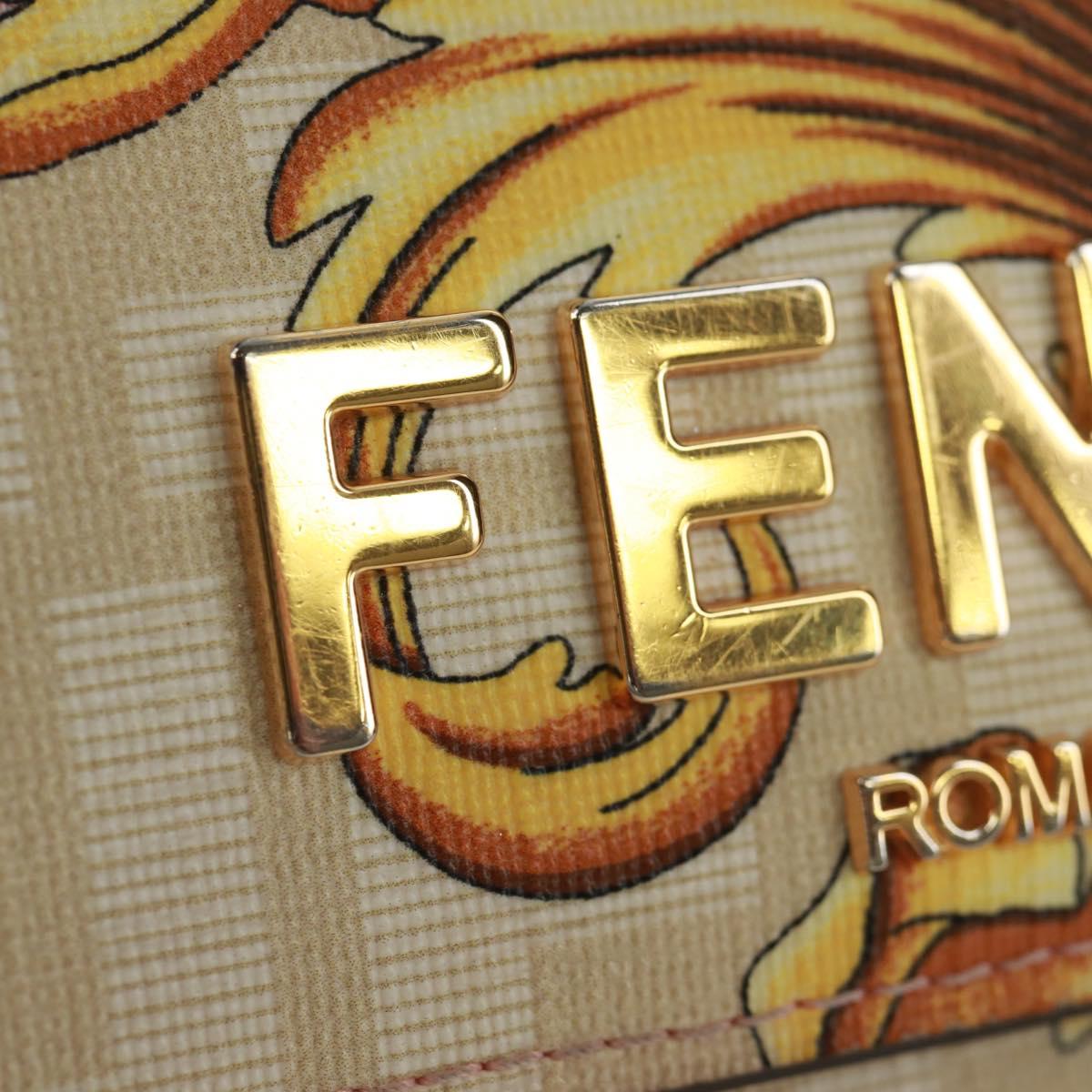 FENDI Chain Wallet Fendace Versace Collaboration PVC Pink Gold Auth BA10530SAV