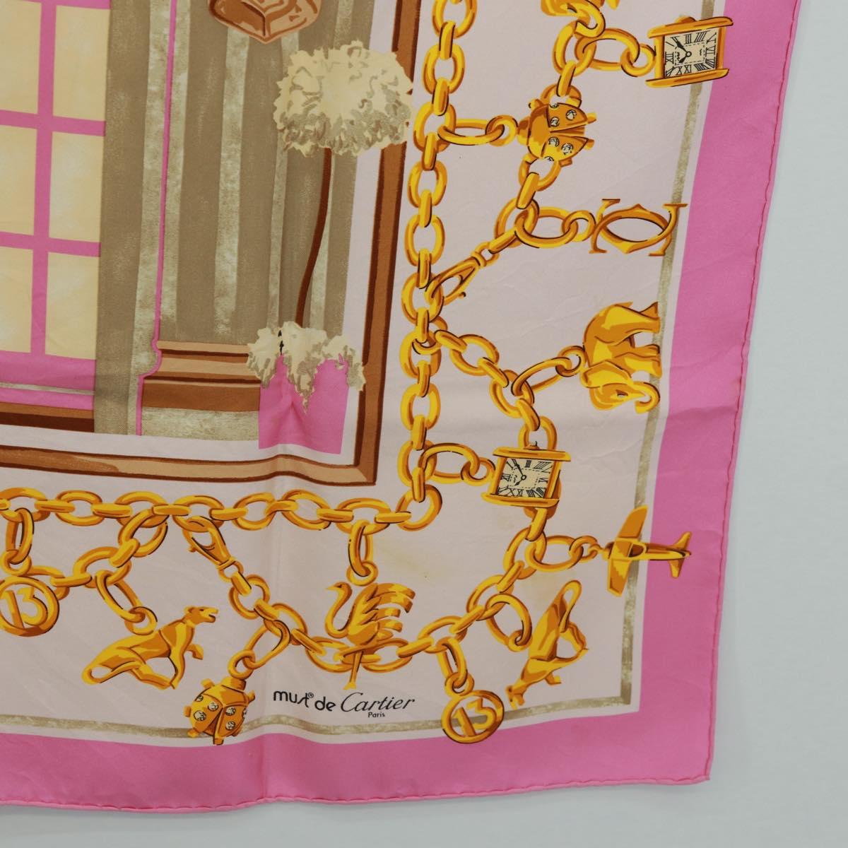 CARTIER Scarf Silk Pink Auth BA10533