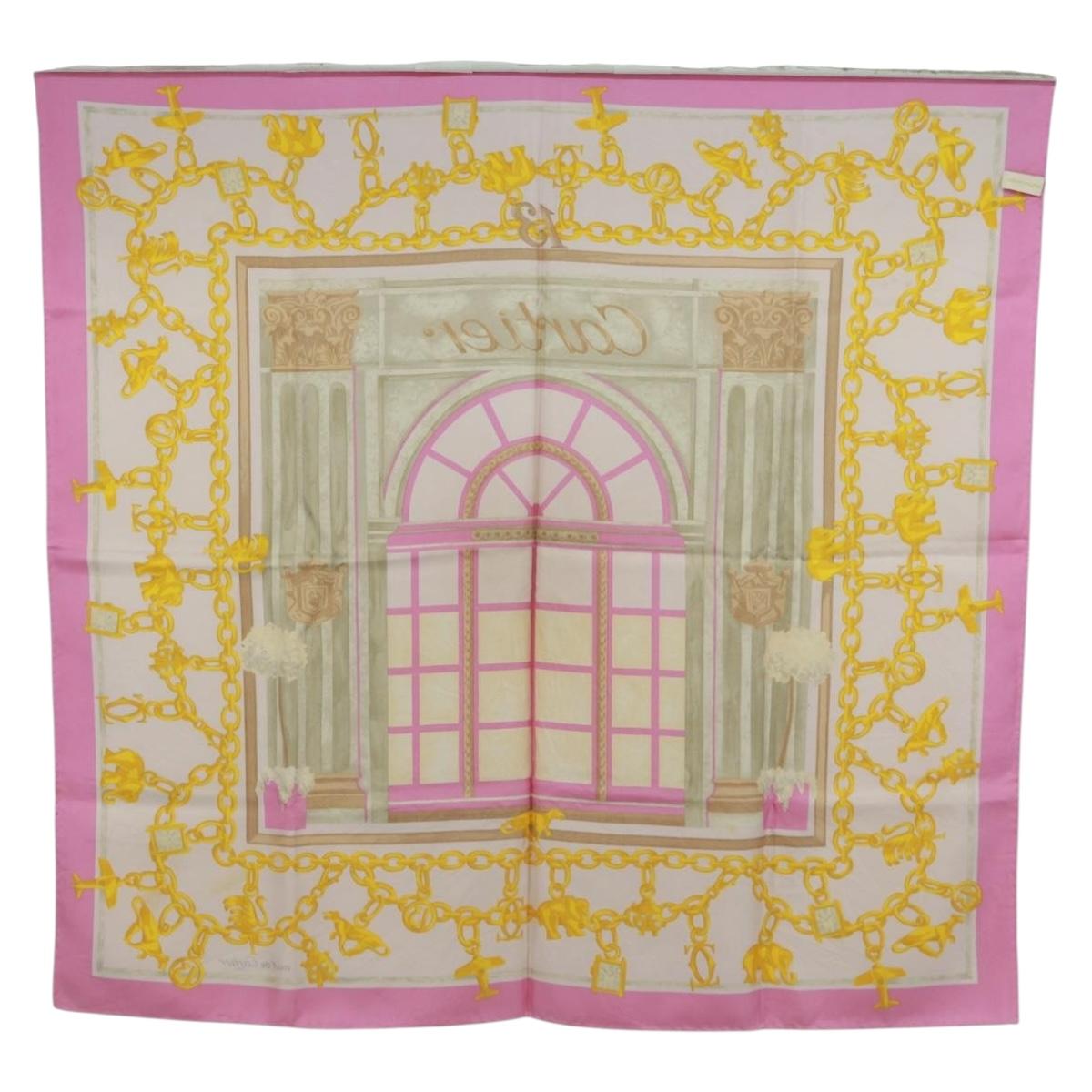 CARTIER Scarf Silk Pink Auth BA10533