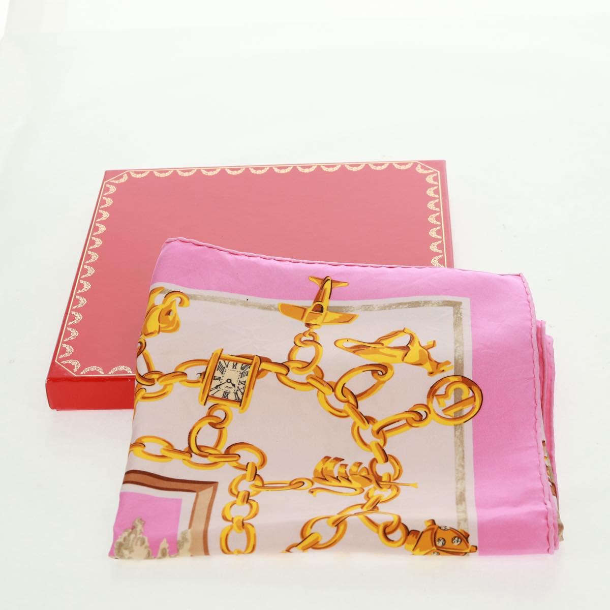 CARTIER Scarf Silk Pink Auth BA10533