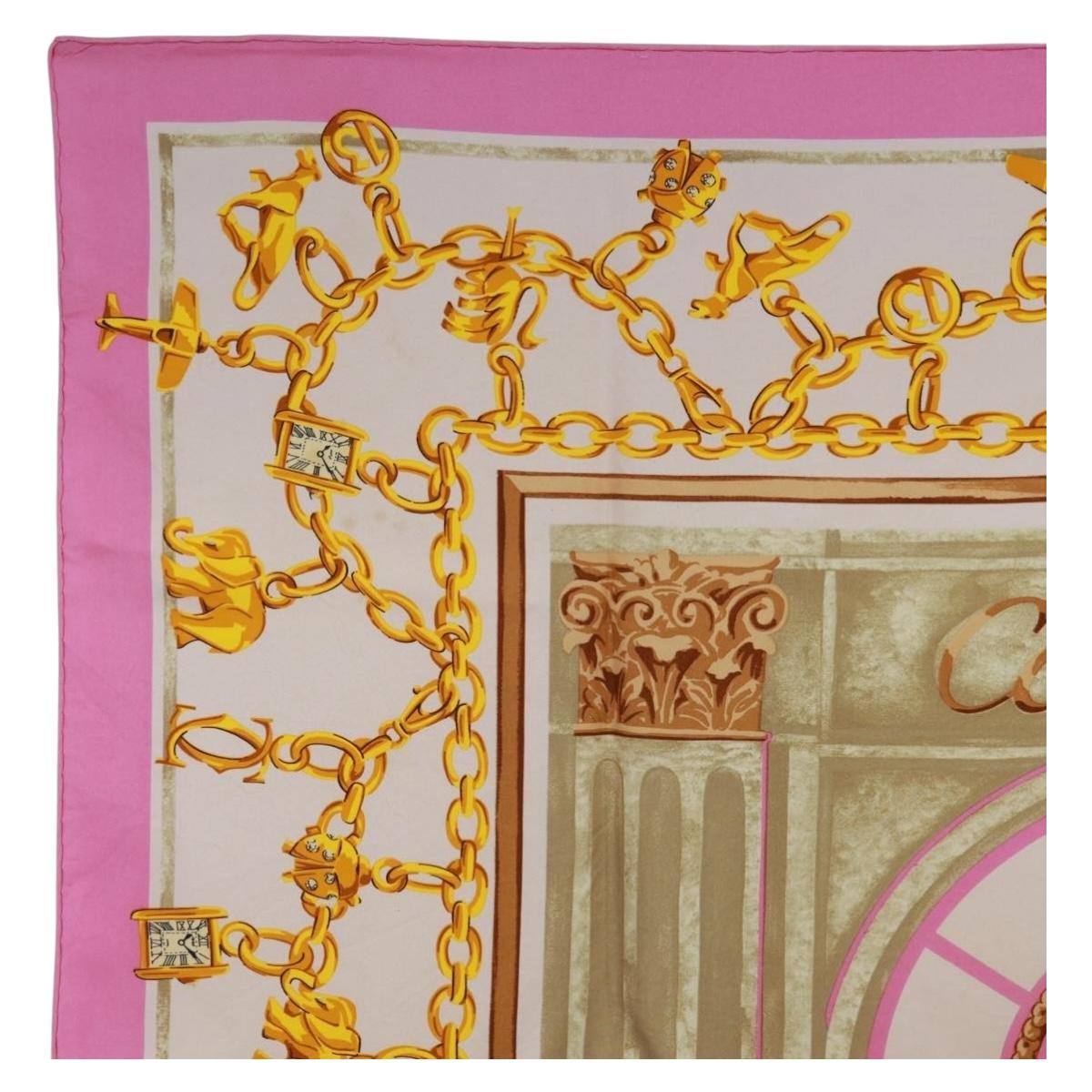 CARTIER Scarf Silk Pink Auth BA10533