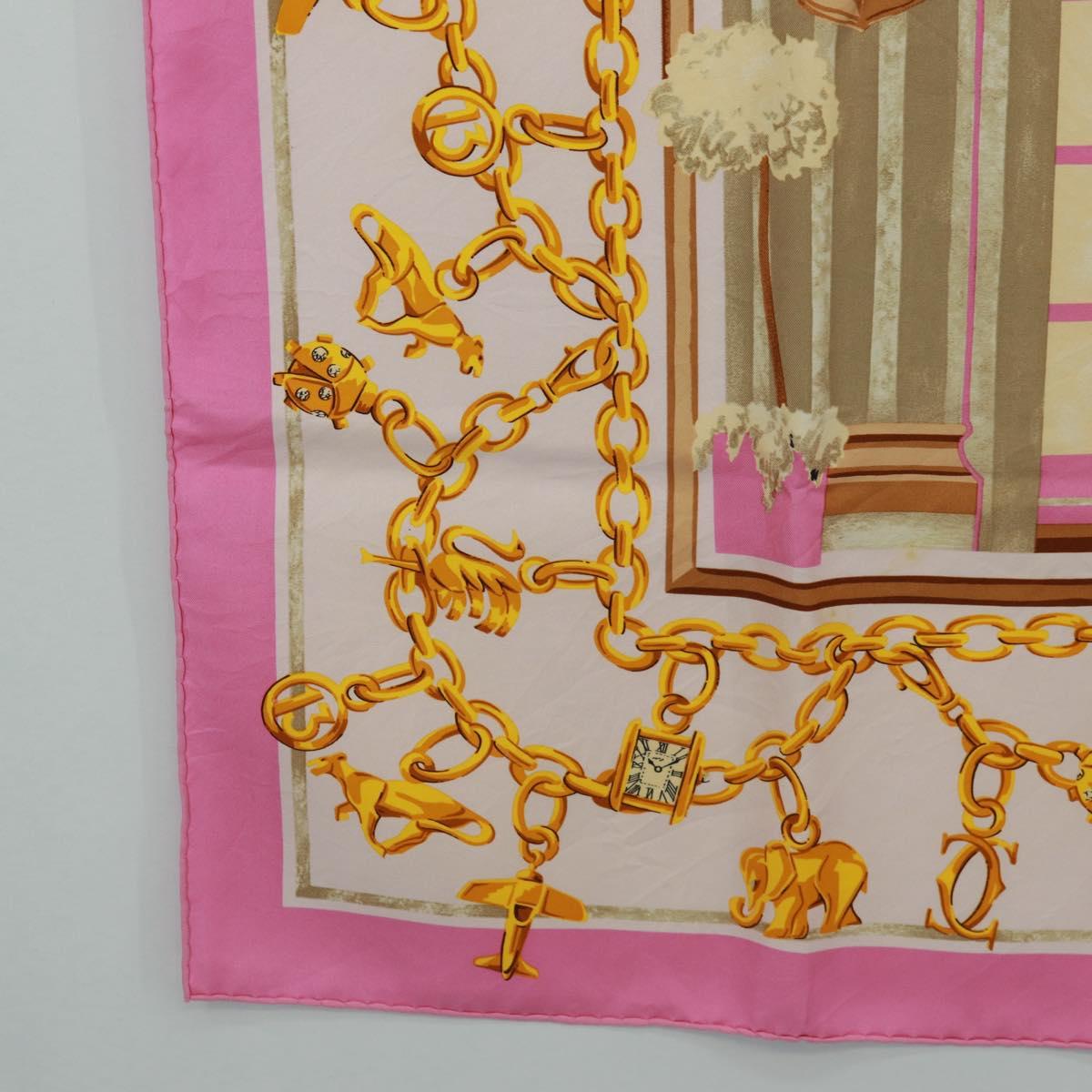CARTIER Scarf Silk Pink Auth BA10533