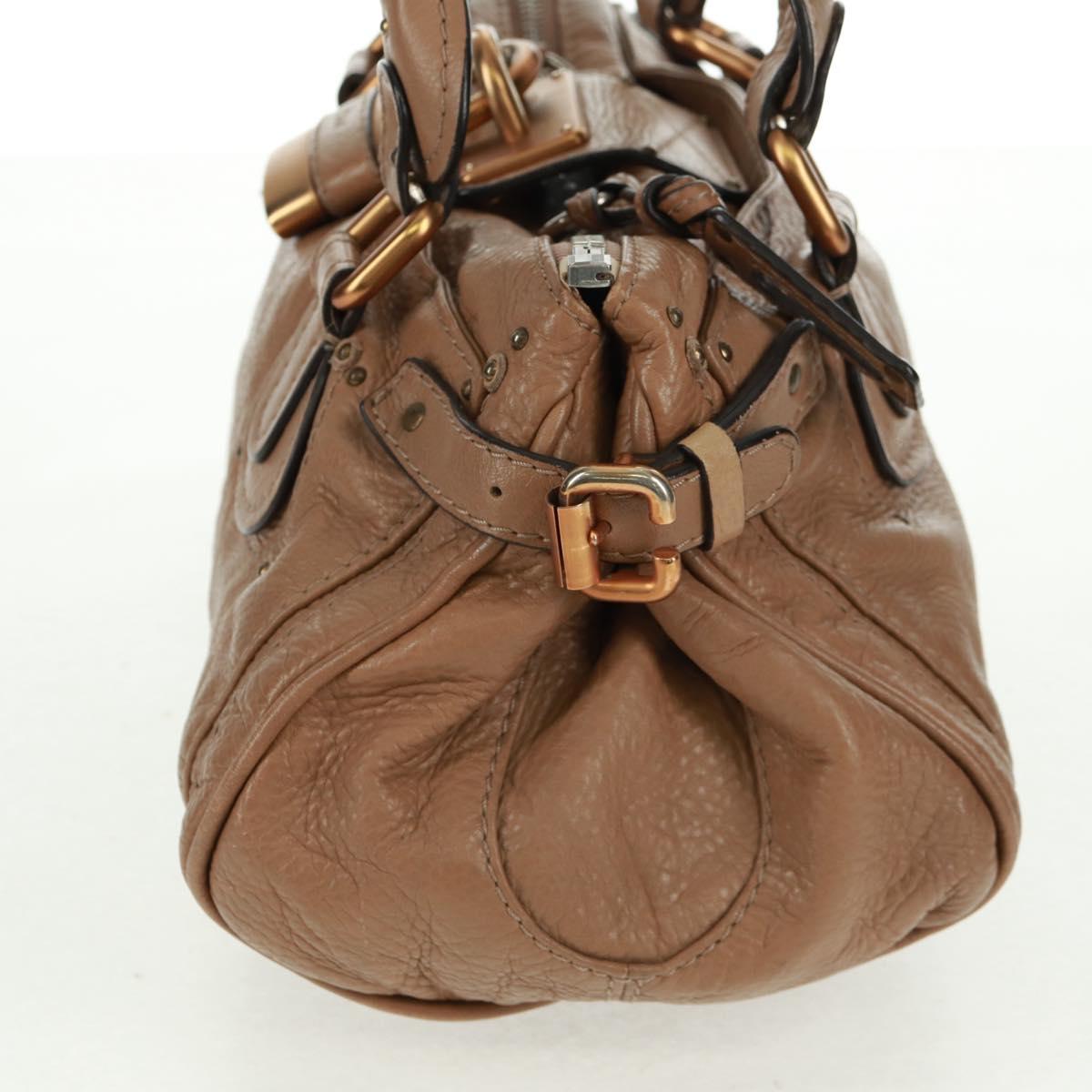 Chloe Paddington Hand Bag Leather Brown Gold Silver Auth BA10547SV