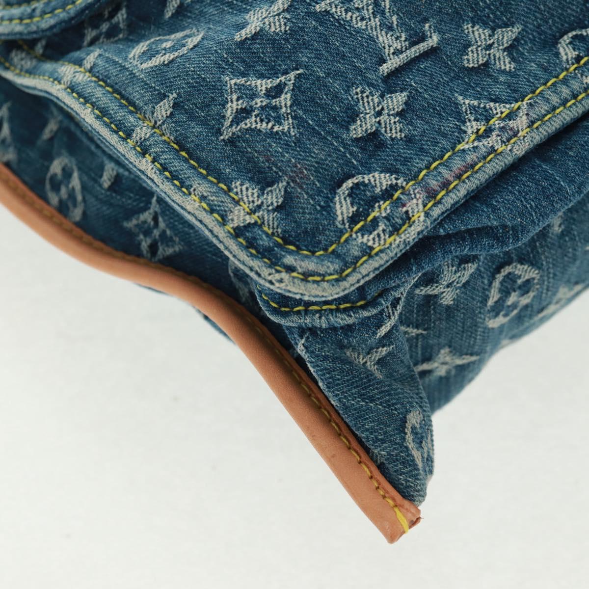 LOUIS VUITTON Monogram Denim Flat Shopper Tote Bag Blue M95018 Auth BA10551SAM