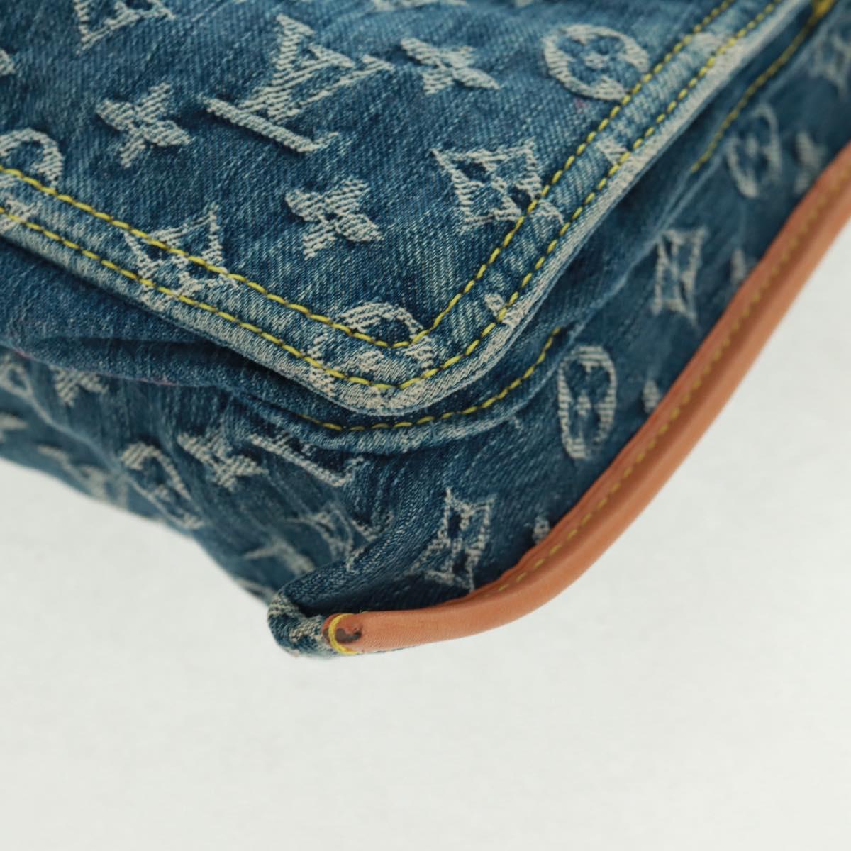LOUIS VUITTON Monogram Denim Flat Shopper Tote Bag Blue M95018 Auth BA10551SAM