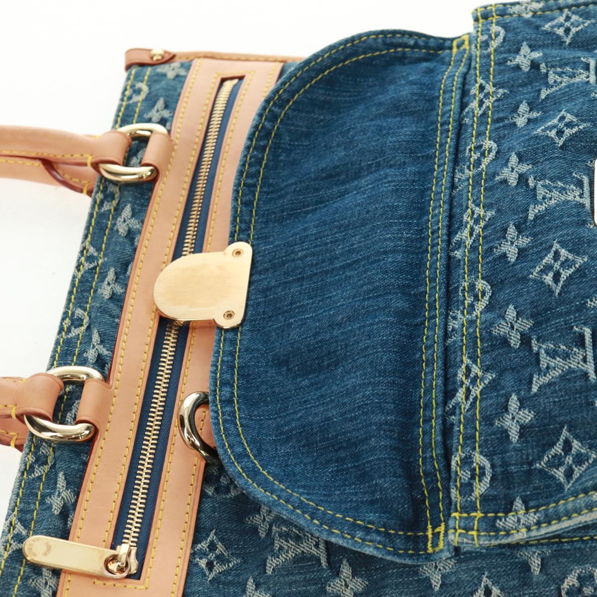 LOUIS VUITTON Monogram Denim Flat Shopper Tote Bag Blue M95018 Auth BA10551SAM