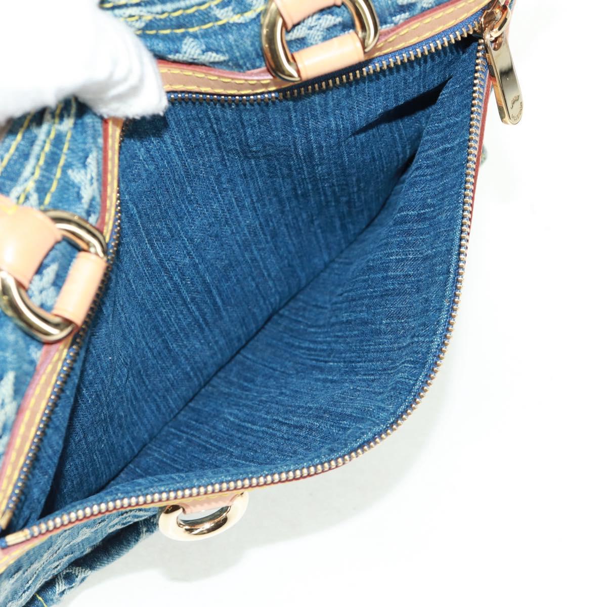 LOUIS VUITTON Monogram Denim Flat Shopper Tote Bag Blue M95018 Auth BA10551SAM