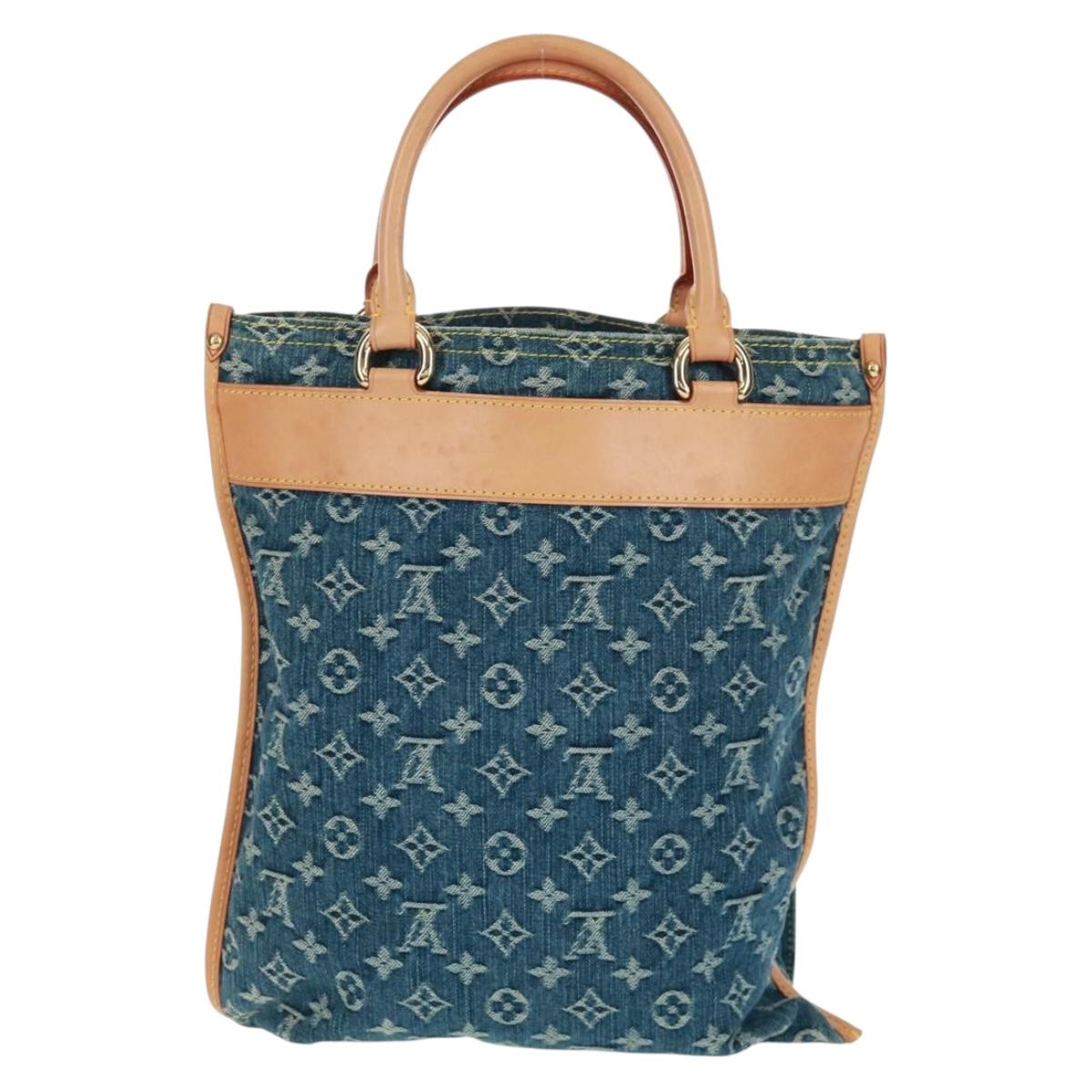 LOUIS VUITTON Monogram Denim Flat Shopper Tote Bag Blue M95018 Auth BA10551SAM