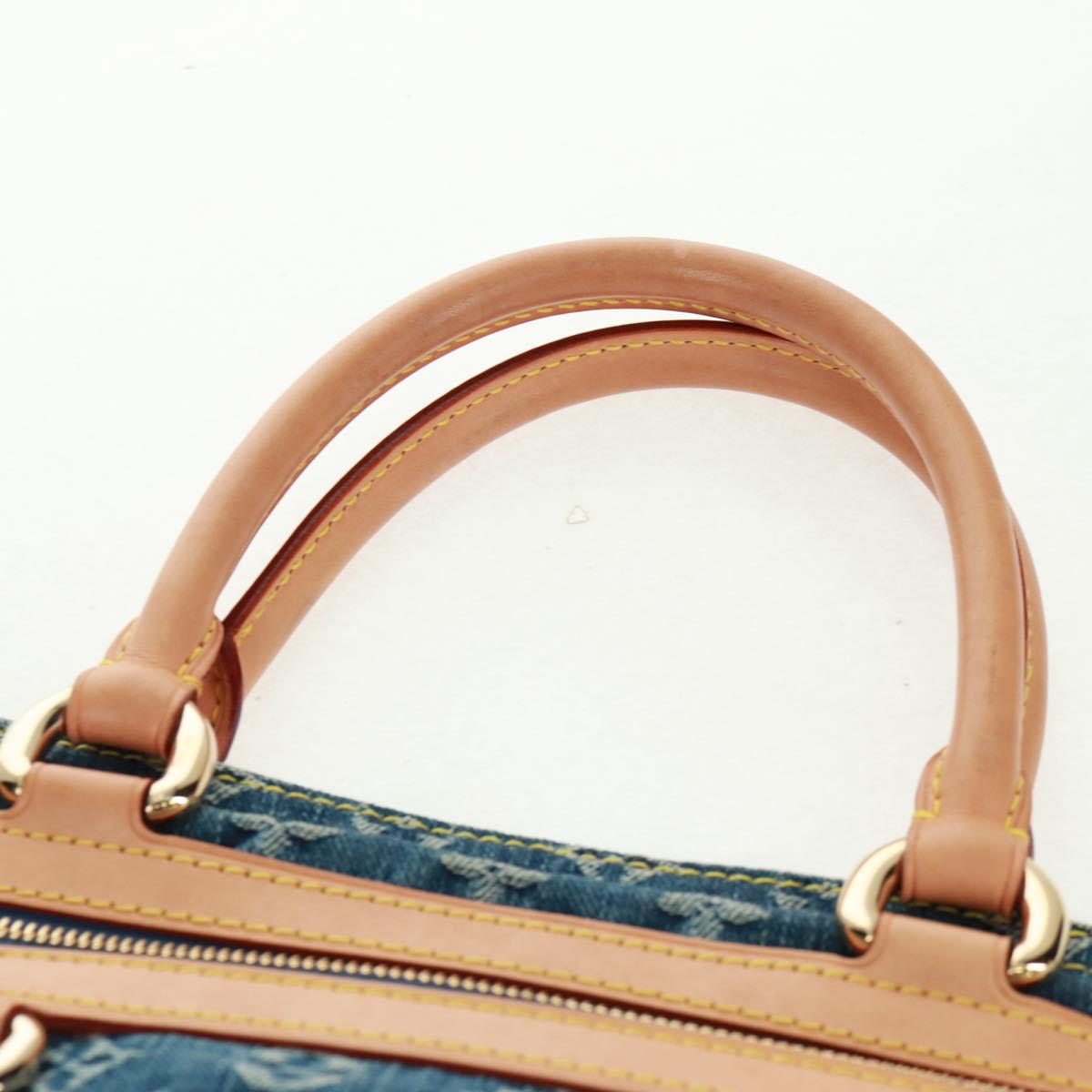 LOUIS VUITTON Monogram Denim Flat Shopper Tote Bag Blue M95018 Auth BA10551SAM