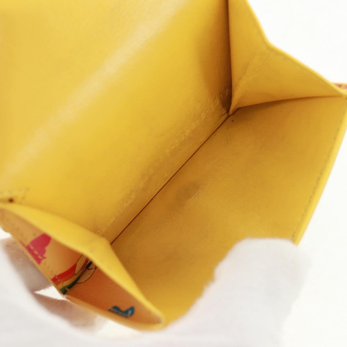 BALENCIAGA Puppy Wallet Leather Yellow Silver Auth BA10560AV