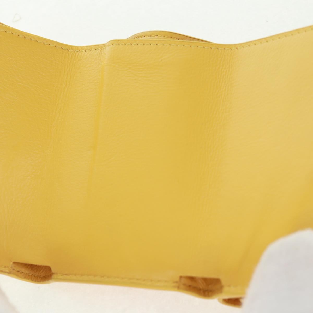 BALENCIAGA Puppy Wallet Leather Yellow Silver Auth BA10560AV