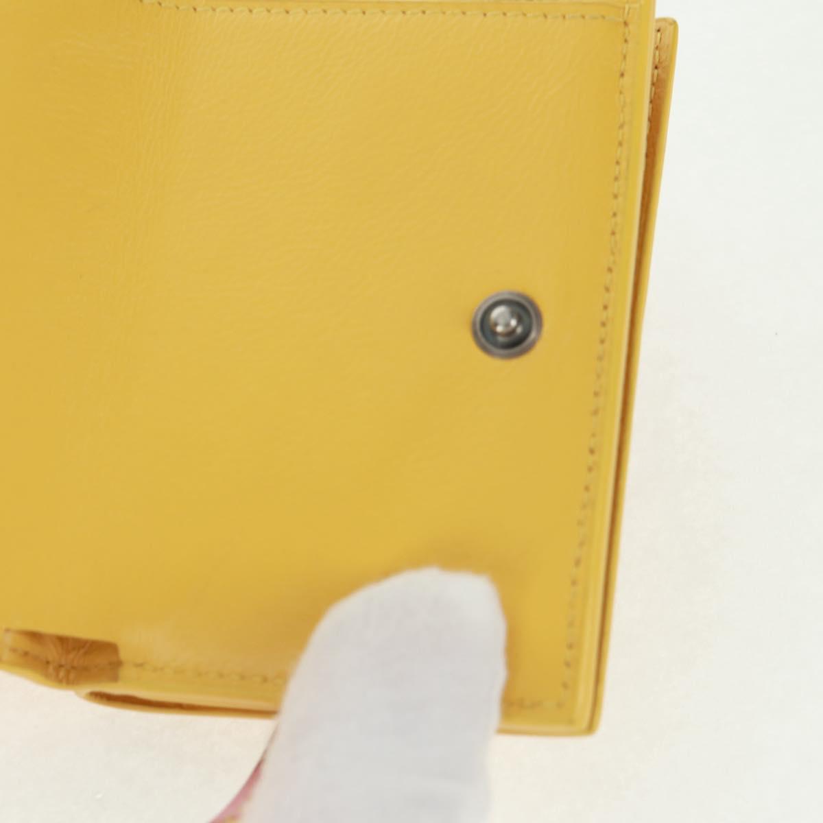 BALENCIAGA Puppy Wallet Leather Yellow Silver Auth BA10560AV
