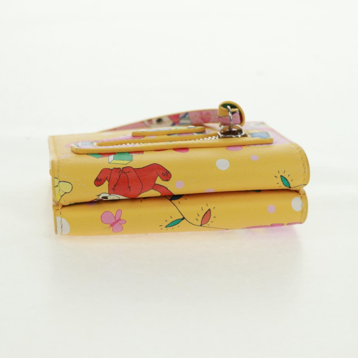 BALENCIAGA Puppy Wallet Leather Yellow Silver Auth BA10560AV